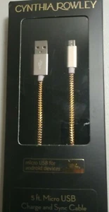 NEW 5' Micro-USB Charge cable by Cynthia Rowley (ROSE-GOLD) FREE SHIPPING - Picture 1 of 2