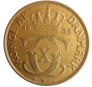1939 DENMARK 2 KRONER - AU - Great Coin - FREE SHIP - Denmark Bin B - Picture 1 of 2