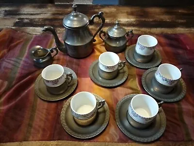Tee + Kaffee Service Für 6 Personen Von LAVORAZIONE     1191 Gramm 95% Zinn  • 53€