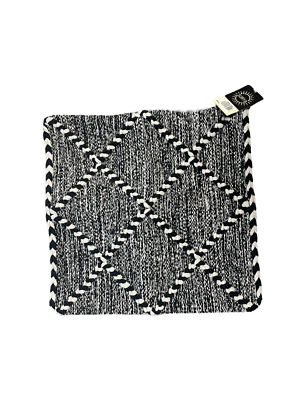 Surya Zanafi NEW Global Square Pillow Cover Woven Black And Cream Zip Close - Image 1 of 3