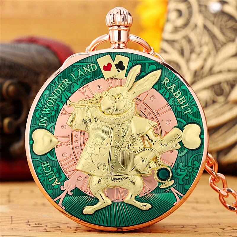 Retro Unique Rabbit Quartz Pocket Watch with Song Musical Watches Pendant Chain - Image 1 of 4
