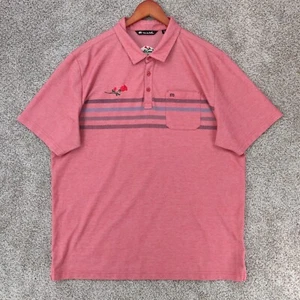 Travis Mathew Polo Shirt Mens 2XL XXL Pink Striped Rose Bowl Golf Tee Logo - Picture 1 of 15
