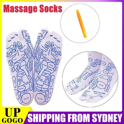 2 Pairs AntiSlip Reflexology Massage Socks Foot Acupressure Yoga Breathable Sock - image 1 of 4