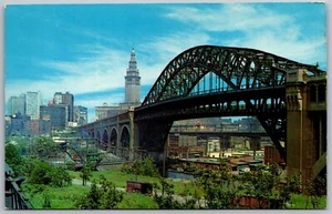 Postal De Colección Cleveland Ohio OH Detroit Superior Puente Alto Nivel Río Cuyahoga - Imagen 1 de 2