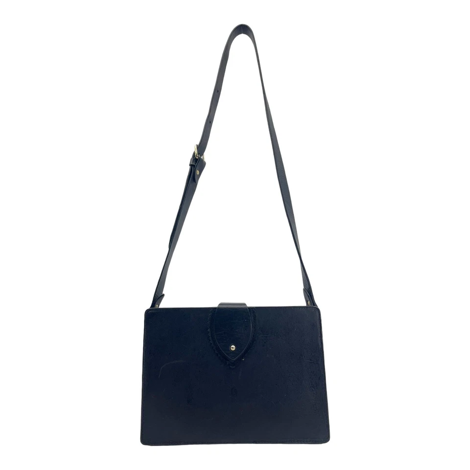 & OTHER STORIES Medium Leather Box Bag Handbag Crossbody Minimalist Retro BLACK - Image 1 of 4
