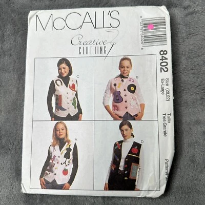 McCalls 8402 Sewing Pattern Appliqué Vest Sz XL 20-22 Teacher Western 90s Fall - Image 1 of 4