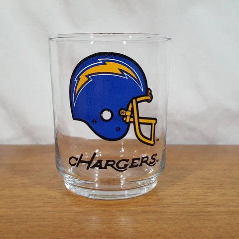 Vintage San Diego Los Angeles LA Chargers NFL Cocktail Tumbler Glass  - 4" Cover