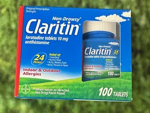 Claritin 24HR Non-Drowsy Allergy Medicine Tablets Loratadine 10mg 100 CT 11/24+