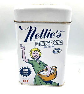 Nellie's Natural Laundry Soda Latta Metallo VUOTA Canada Usato - Foto 1 di 7