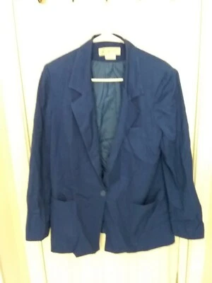 Blazer Gloria Vanderbilt Para Mujer Azul Blazer Forrado Bolsillos Largo Slv Talla 12 Poliéster Foto 1 de 4