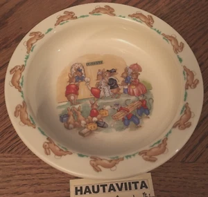Bunnykins RoyalDoulton England Railway Ticket Line Bowl Fine Bone China 1936 - Picture 1 of 7