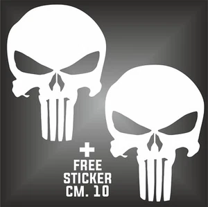 adesivo prespaziato the punisher teschio skull moto car + 1 FREE STICKER CM. 10 - Imagen 1 de 3