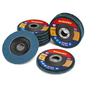 WORKPRO 10PCS Flap Disc 4-1/2"x7/8"T29 Zirconia Abrasive Sanding Disc 60Grits - Picture 1 of 9