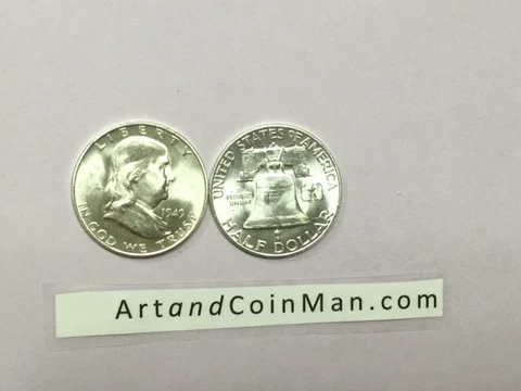 1949 D SILVER BRILLIANT UNCIRCULATED WHITE FRANKLIN HALF DOLLAR. THIS IS A GEM Cover
