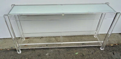 MESA CONSOLA LUCITE MODERNA DE MEDIADOS DE SIGLO ERA SUPER KARL SPRINGER, 60" Foto 1 de 4