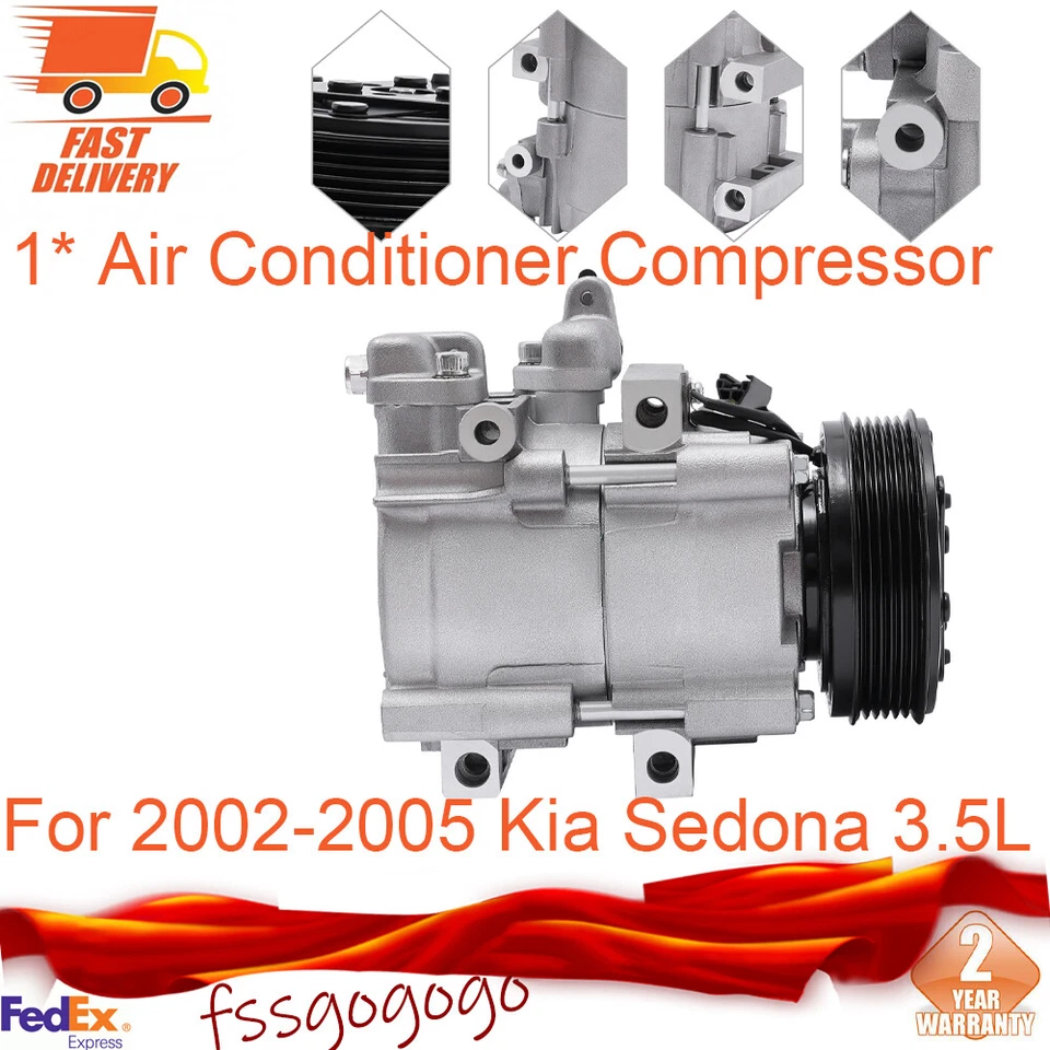Compresor de aire acondicionado con embrague CO 10973C para Kia Sedona 2002 2003 2004 2005 3,5 L OEM# Foto 1 de 4