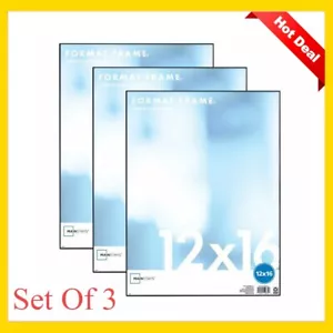 12X16 Picture Wall Mount Art Frame Poster Black Solid Plastic Display 3 Frames - Picture 1 of 4