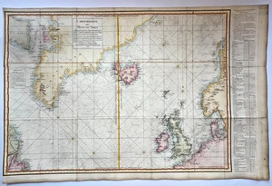 NORTH ATLANTIC 1776 VERDUN DE LA CRENNE / BELLIN VERY LARGE ANTIQUE SEA CHART - Picture 1 of 15