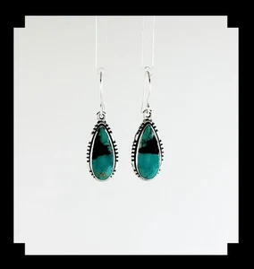 Handcrafted Sterling and Chinese Turquoise Earrings - Picture 1 of 5