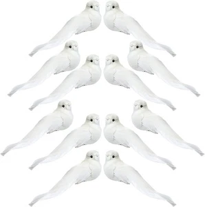 Threan 12 Pcs Artificial Birds White Doves for Decoration Fake Birds... - Picture 1 of 8