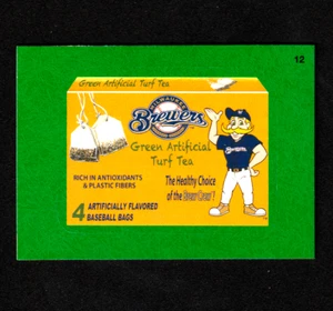 2016 Wacky Packages Baseball Series "MILWAUKEE BREWERS TEA" Grass Sticker #12 - Picture 1 of 1