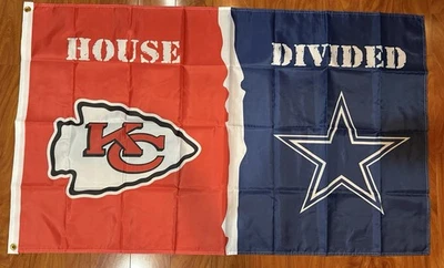 Kansas City Chiefs Dallas Cowboys House Divided Rivalry Flag 3x5 Banner Gift - Image 1 of 2
