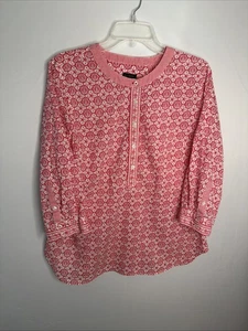 Talbots Bluse Damen L rot-weiß Blumen Fliesenmuster 3/4 Arm makellos - Bild 1 von 10