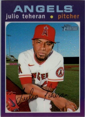 2020 Topps Heritage Chrome Purple Refractors #THC516 Julio Teheran - BB - Image 1 of 2