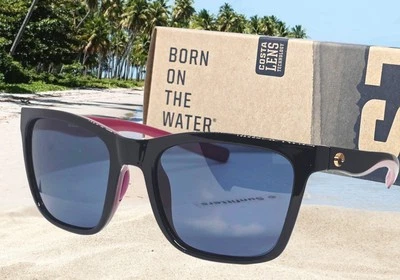 COSTA DEL MAR shiny black-pink/gray PANGA polarized 580P sunglasses NEW IN BOX! - Image 1 of 4