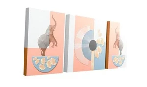 Canvas Wall Art for Living Room White and Elephant Picture Wall Decor for - Picture 1 of 7
