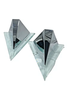 Vintage Illuminating Experiences Chrome Pyramid Wall Sconces (Set of 2) • Lucite - Picture 1 of 12