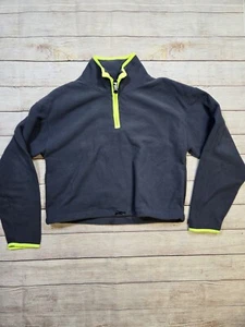 Victoria's Secret PINK Fleece Women Medium Gray Crop Drawstring Quarter Zip - Picture 1 of 9