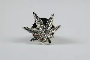 Sterling Silver Marijuana Leaf Lapel Pin / Tie Tack Free U.S. Shipping - Picture 1 of 3