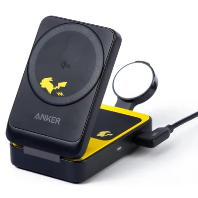 Anker MagGo 3-in-1 Wireless Charging Station Pokemon Pikachu Qi2 15W MagSafe New - Image 1 of 4