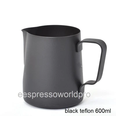 LF Top Quality BLACK TEFLON Milk Pitcher Jug Barista cappuccino late art 350ml 12oz