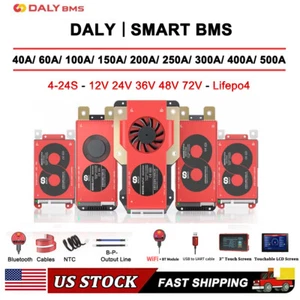 Daly Smart BMS Lifepo4 4S-24S 12V 24V 36V 48V 72V with NTC 40A-500A Battery Lot - Picture 1 of 32