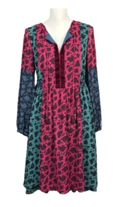 Matilda Jane Dress Size Small Red Green Floral Boho Peasant Whimsigoth Prairie - Picture 1 of 7