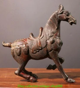 Old Chinese Dynasty Bronze Gilt Feng Shui 12 Zodiac Horse Horses Animal Statue - Picture 1 of 9