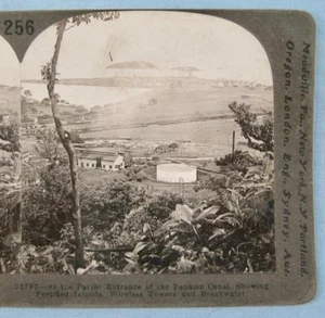 Stereoview Keystone View Co 21787 Pacific Entrance Of Panama Canal Breakwater O - Picture 1 of 4