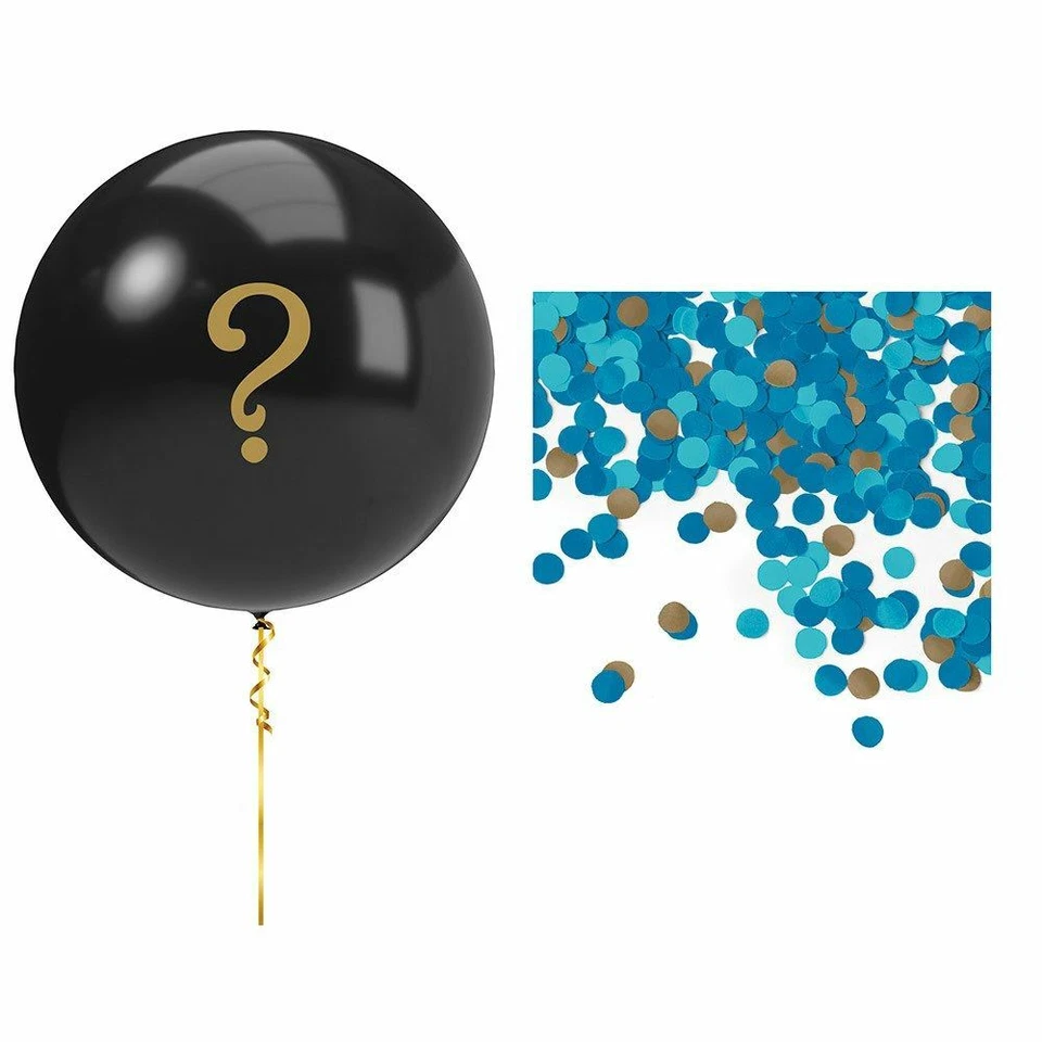 Blue Gender Reveal Balloon Kit Girl Black ? Confetti - Image 1 of 1