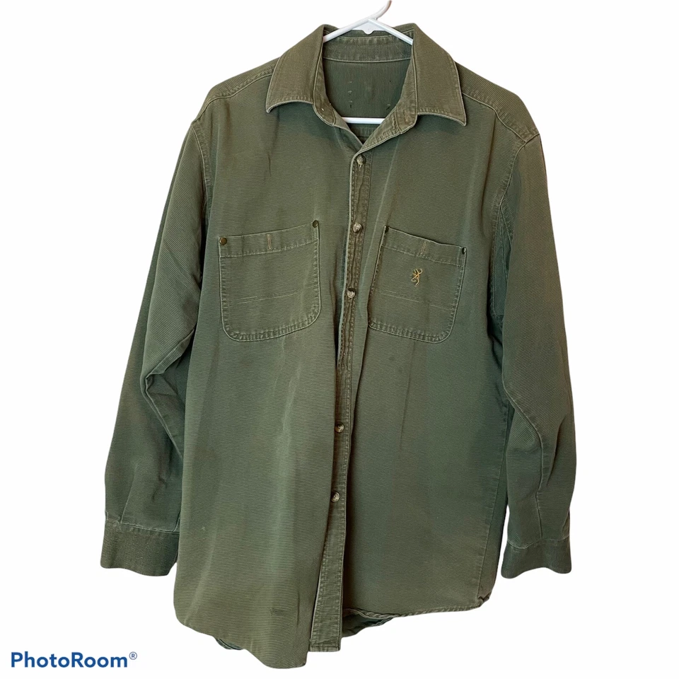 Browning Forest Green Thick Long Sleeve Button Down Shirt XL. Heavy Duty.    II - Image 1 of 4