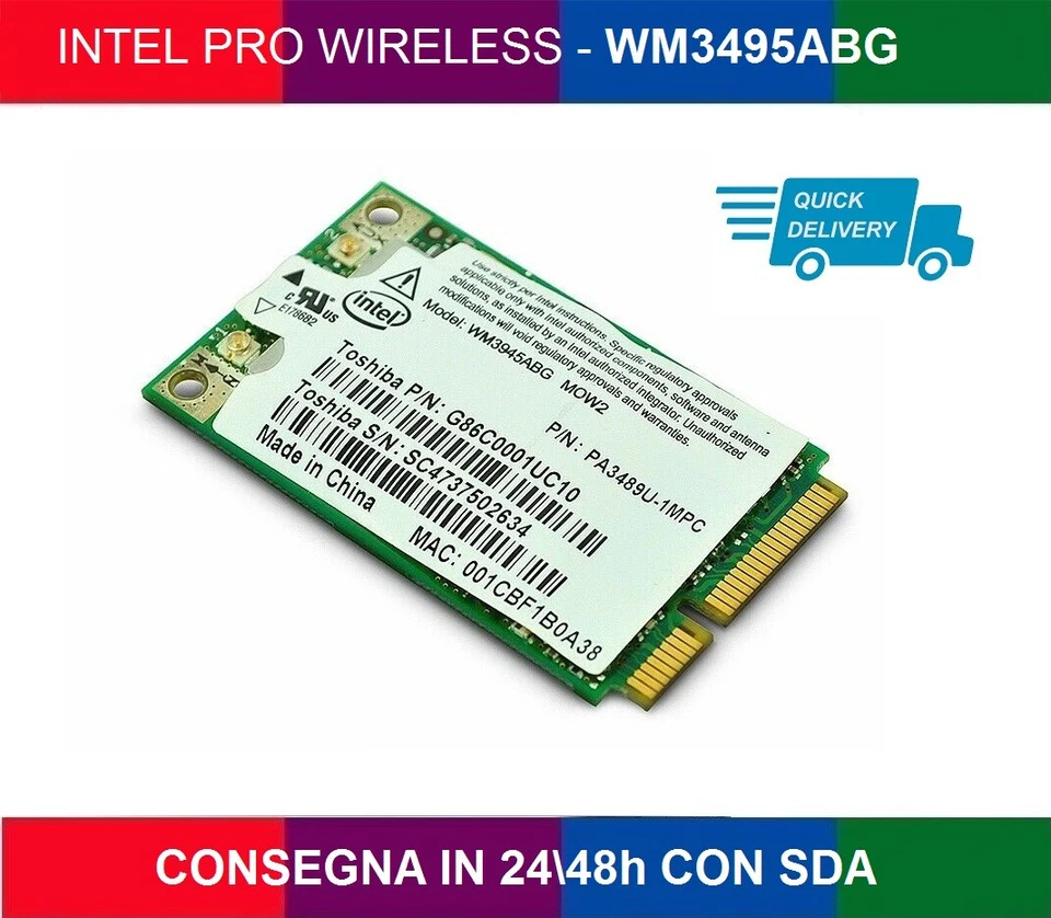 HP COMPAQ Scheda Wireless Intel PRO 3945ABG Mini PCI-e WM3945ABG MOW2 NOTEBOOK - Immagine 1 di 1