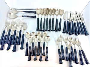 Noritake Primastone Black Flatware Set 42pc 18/8 Stainless & Ceramic READ - Picture 1 of 12
