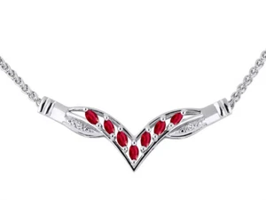 Marquise Ruby & Diamond Adjustable Necklace Set in Sterling Silver .925 SL-NK783 - Picture 1 of 3