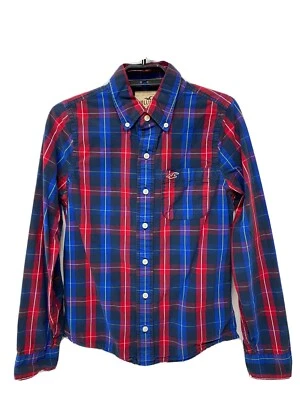 Camisa Hollister Junior a Cuadros Manga Larga Multicolor Botón Frontal Algodón Talla S Foto 1 de 4