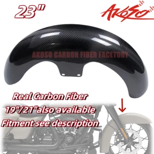 23" Real Carbon Fiber Front Fender For Harley Touring Street Bagger Road Glide - Picture 1 of 10
