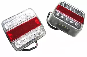 Led Rear Tail Lights Pair 12v 14 Lamp 5 Function Trailer Caravan Truck Lorry Van - Picture 1 of 5