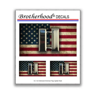Distressed American Flag Captain Rank Military 3 pc. Decal Collection - Bild 1 von 1