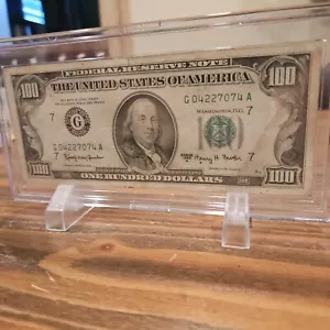 1963-A $100 Benjamin Franklin Lower Run Serial Chicago FR Vintage Bill Preserved - Picture 1 of 7