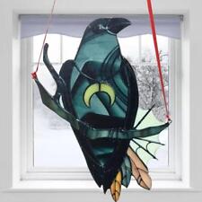 Mysterious Crow Witch Ornament Stained Suncatcher Black Bird Window Wall Decor